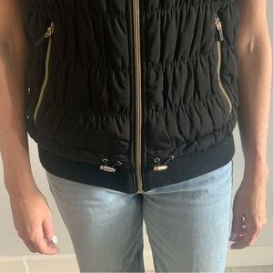Calvin Klein Black Puffer Jacket with Gold Accents